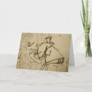 Leeuw bij bureau - Wenskaart (spatie) Kaart