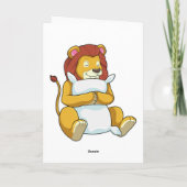 Leeuw bij het slapen met een piloot kaart (Achterkant)