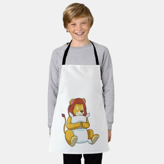 Leeuw bij het slapen met een piloot schort (Gedragen)