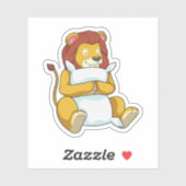 Leeuw bij het slapen met een piloot sticker (Vel)