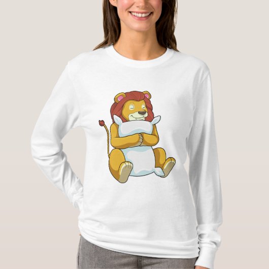 Leeuw bij het slapen met een piloot t-shirt (Voorkant)