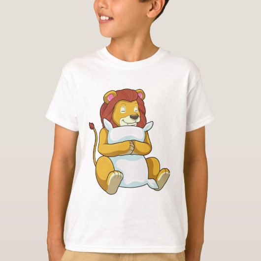 Leeuw bij het slapen met een piloot t-shirt (Voorkant)