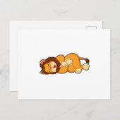 Leeuw bij slapend briefkaart (Voorkant / Achterkant)