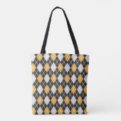 Leeuw Bijbel Verse Geel, Zwart & Wit Argyle Tote Bag (Achterkant)