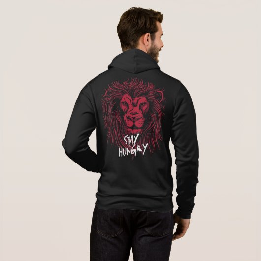 Leeuw Blijf hongerig Hoodie (Achterkant volledig)
