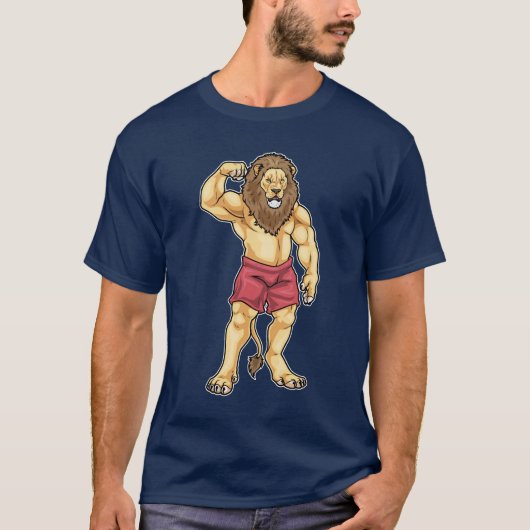 Leeuw Bodybuilder Bodybuilding T-shirt (Voorkant)