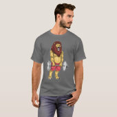 Leeuw Bodybuilder Dumbbell Bodybuilding T-shirt (Voorkant volledig)
