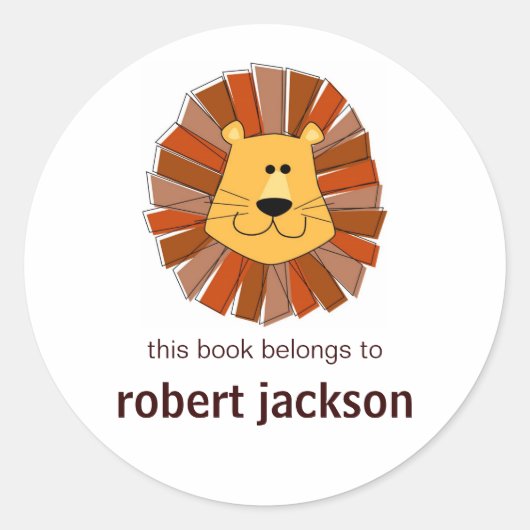 Leeuw Boekplaten Ronde Sticker (Voorkant)