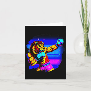 Leeuw Boksen Cool Grappige Leeuw Boksen Boxer Kaart