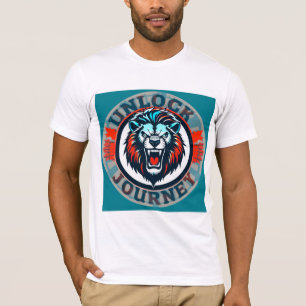 Leeuw Brullend Embleem met Ontgrendel Reis T-shirt
