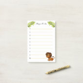 Leeuw cartoon en palm laat dingen te doen gevoerd post-it® notes (Op bureau)