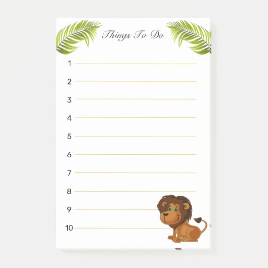 Leeuw cartoon en palm laat dingen te doen gevoerd post-it® notes (Voorkant)