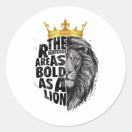 Leeuw Christelijk De rechtvaardigen zijn vet als e Ronde Sticker (Voorkant)