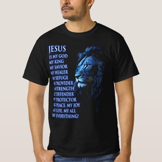 Leeuw Christelijk Jezus is mijn God Koning Heer Ve T-shirt (Voorkant)