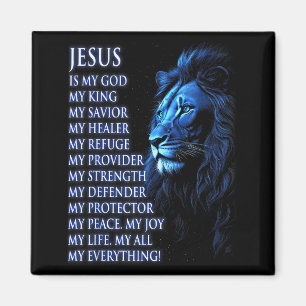 Leeuw Christelijke Jezus Is Mijn Koning, God, Heer Magneet