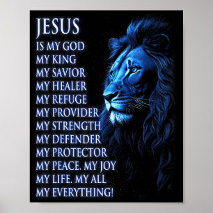 Leeuw Christelijke Jezus Is Mijn Koning, God, Heer Poster