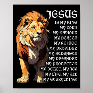 Leeuw Christelijke Jezus Is Mijn Koning, God, Heer Poster