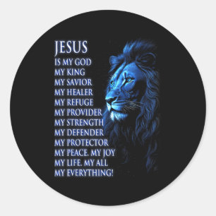 Leeuw Christelijke Jezus Is Mijn Koning, God, Heer Ronde Sticker