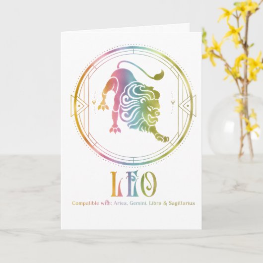 Leeuw Compatibiliteit Verjaardag Wenskaart Kaart (Gele Bloem)