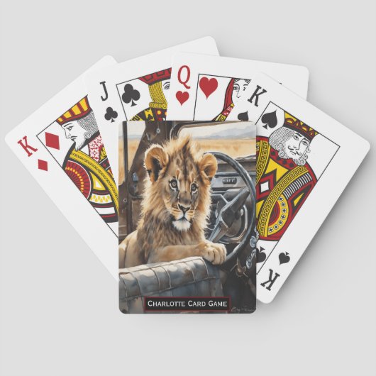 Leeuw Cubs Eerste Ride Monogram kinder Oude Meid S Pokerkaarten (Achterkant)