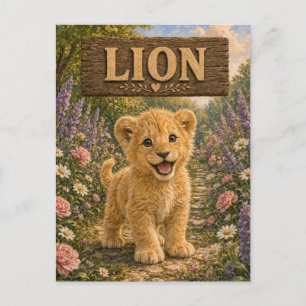Leeuw Cute Baby Verhalenboek Nursery Dier Briefkaart