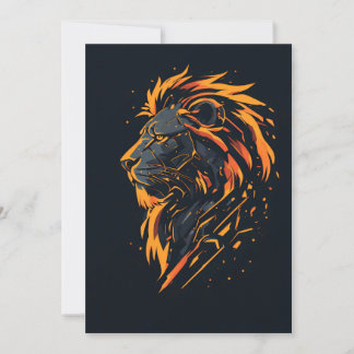 Leeuw Cyberpunk Mecha Neon Gouden Gaming Poster Kaart