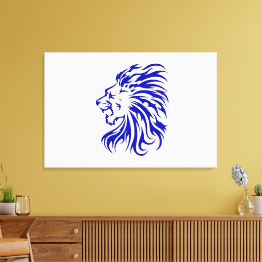 Leeuw de koning van het oerwoud, leeuwenliefhebber canvas afdruk (Insitu (Woonkamer))