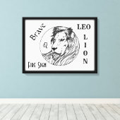 Leeuw De Leeuw Zodiac Gelijst Canvas Afdruk (Insitu (Houten vloer))