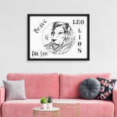 Leeuw De Leeuw Zodiac Gelijst Canvas Afdruk (Insitu (Woonkamer))