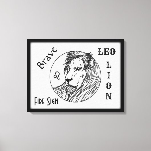 Leeuw De Leeuw Zodiac Gelijst Canvas Afdruk (Voorkant)