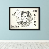 Leeuw De Leeuw Zodiac Gelijst Canvas Afdruk (Insitu (Houten vloer))