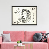 Leeuw De Leeuw Zodiac Gelijst Canvas Afdruk (Insitu (Woonkamer))