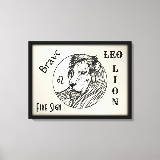 Leeuw De Leeuw Zodiac Gelijst Canvas Afdruk (Voorkant)