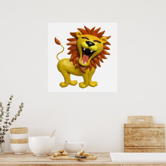 Leeuw die Brult Safari Baby Shower Nursery Poster (Keuken)