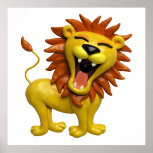 Leeuw die brult Safari Baby Shower Nursery Poster