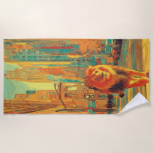 Leeuw die door stadsstraat loopt Stads Kunst