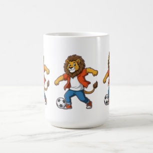 Leeuw die een voetbal dribbelt Kracht, Vaardighe Koffiemok
