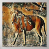 Leeuw die in de struiken loopt poster (Voorkant)