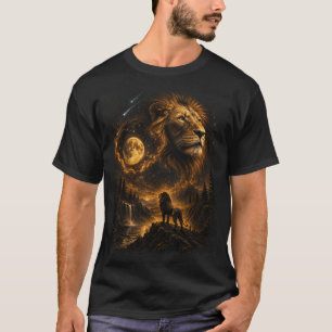 leeuw die naar de maan brult T-shirt volle maan le