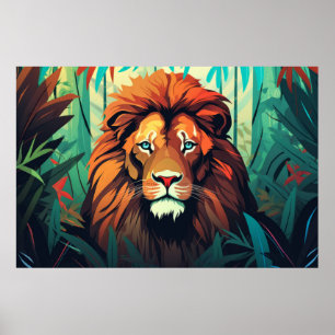 Leeuw Dier Oerwoud Natuur Wilderness Poster