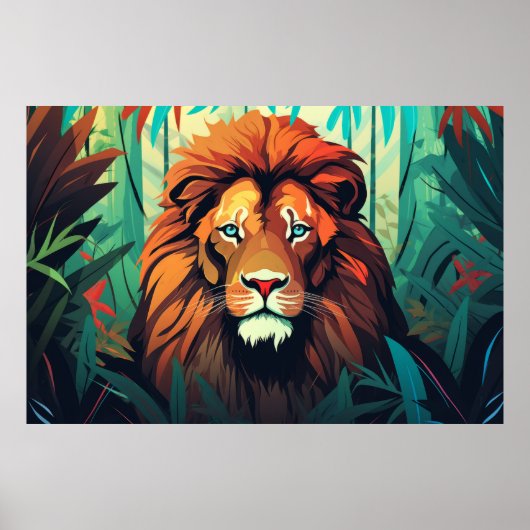 Leeuw Dier Oerwoud Natuur Wilderness Poster (Voorkant)