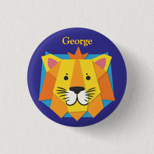Leeuw Dier Papercraft Effect Schattig Kinderen Ronde Button 3,2 Cm
