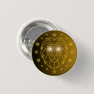 Leeuw Dierenriem Embleem   Minimaal Hemels Symbool Ronde Button 3,2 Cm