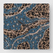 Leeuw Dierprint Glitter Glam 1 Vierkante Klok (Voorkant)