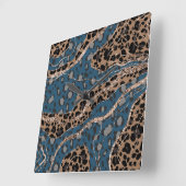 Leeuw Dierprint Glitter Glam 1 Vierkante Klok (Hoek)
