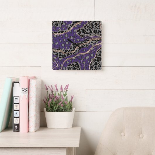 Leeuw Dierprint Glitter Glam 2 Vierkante Klok (Leeskamer)