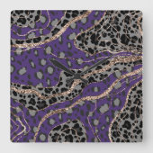 Leeuw Dierprint Glitter Glam 2 Vierkante Klok (Voorkant)