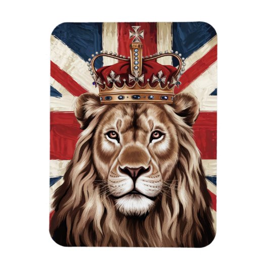 Leeuw draagt Britse vlag Magneet (Verticaal)