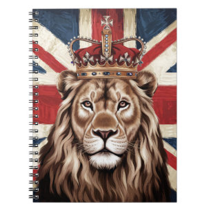 Leeuw draagt Britse vlag Notitieboek