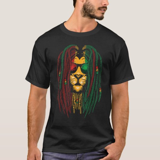 Leeuw Dreadlocks Reggae Wilde Kat Rasta Afrika Ras T-shirt (Voorkant)